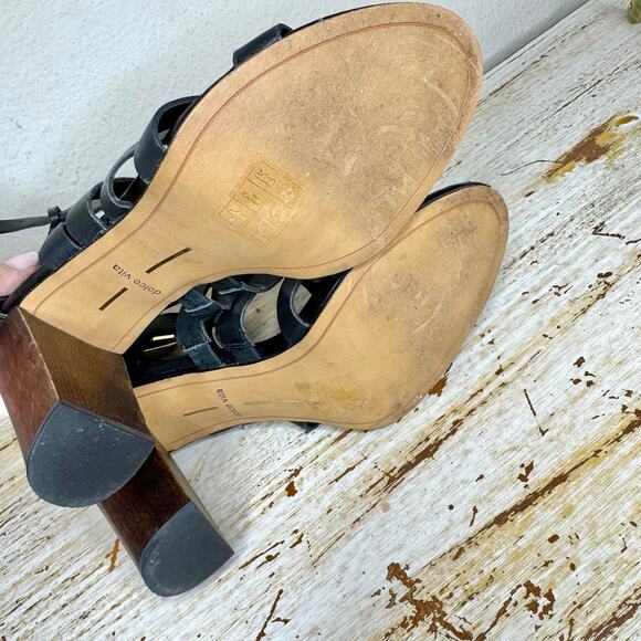 Dolce Vita Nolin Black Leather Open Toe High Heels Strappy 9 - Picture 7 of 9